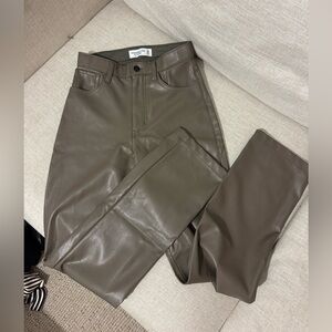 Abercrombie taupe leather pants